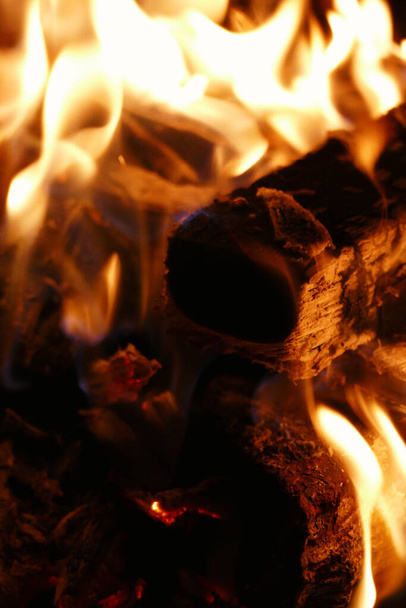 Hot flames of a fire, detail view of a campfire - Photo, Image