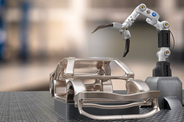 Сервіс обробки автомобілів на заводі робот-привіт технік роботизований рука управління ШІ рука робот штучний для автомобільної технології гаражний дилер з технічним ручним кіборгом автомобільного 3D рендерингу
 - Фото, зображення