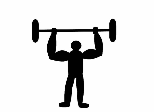 silhouette di un uomo che solleva pesi - Vettoriali, immagini