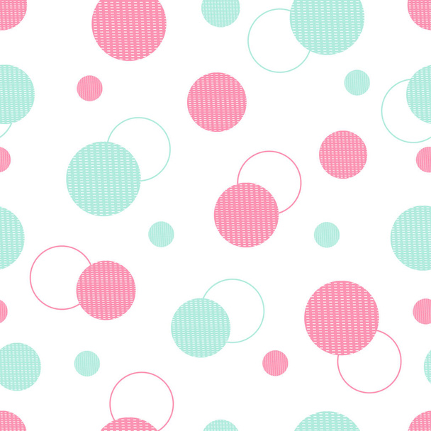 Seamless abstract geometric pattern Pink and green overlapping circular background Design ideas for textiles, fashion, publications, wallpapers. Vector illustration - Vector, imagen