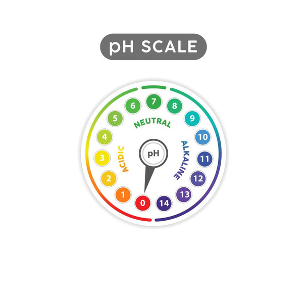 Diagram indikátoru měřítka pH. Zkouška hodnoty vektorové chemické stupnice pH. Kyselá alkalická míra - Vektor, obrázek