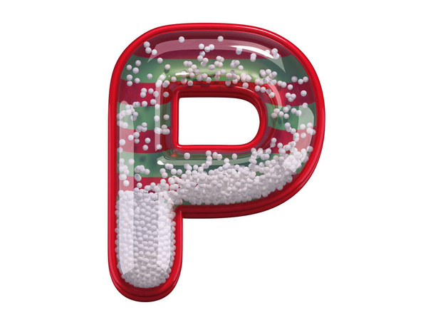 P betű tele hamis hó fehér háttér, karácsonyi koncepció  - Fotó, kép
