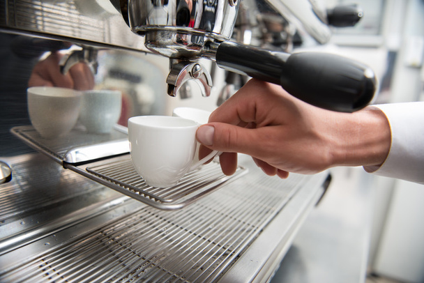 Barista and coffee machine - Фото, изображение