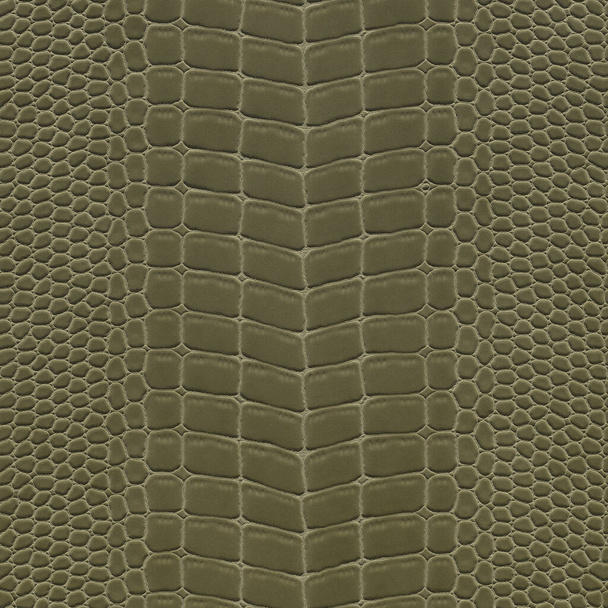 Green crocodile or snake skin texture as background for your project with  copy space for text. Artificial textile texture, Stock image