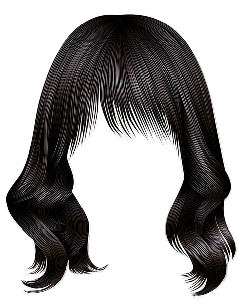 trendy vrouw lange haren brunette donker bruin kleuren. Beauty Beli parfum mode. realistische 3d  - Vector, afbeelding