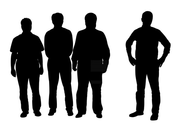 silhouetten van zakenmensen die in de rij staan - Vector, afbeelding