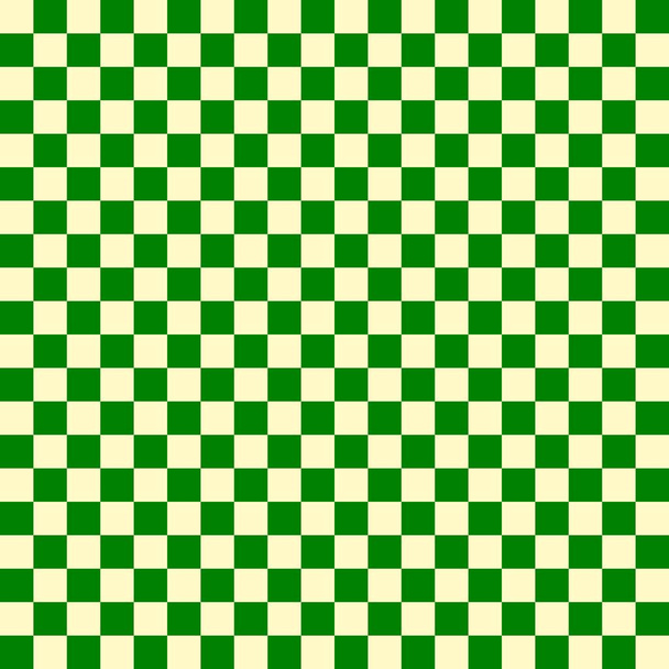 Schachbrett in zwei Farben. Grüne und beige Farben des Schachbretts. Schachbrett, Schachbretttextur. Quadratische Muster. Hintergrund. Wiederholbare Textur. - Foto, Bild