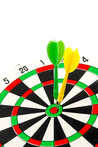 2 dart green and yellow color right on target - Photo, Image