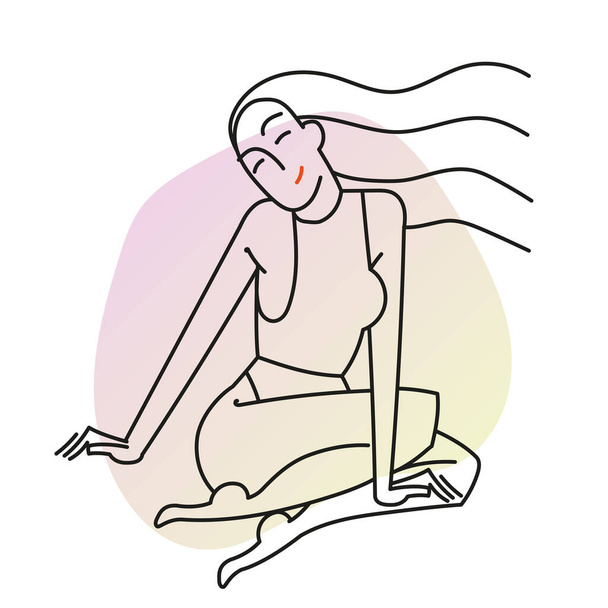 Line Art Illustration People Man Woman Men Women Chilling Summer Posing Yoga Rest Minimalist Lines  - Vector, imagen