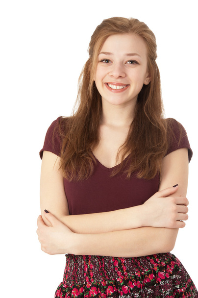 Beautiful smiling girl at the age of fifteen close-up - Foto, afbeelding