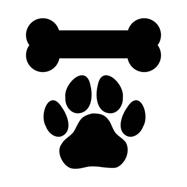Ίχνη σκύλων ή γατών. απομονωμένη σιλουέτα φορέα οστών - Διάνυσμα, εικόνα