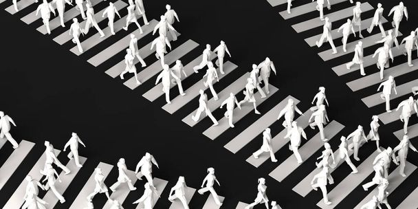 Crowded crosswalk. Copy space. 3D illustration. - Photo, Image