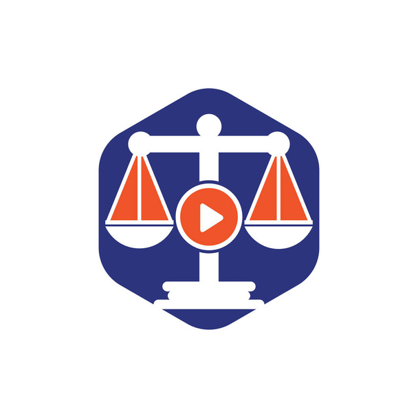 Diseño creativo del logotipo del vector del bufete de abogados de medios de juego. Escalas y símbolo de registro o icono. - Vector, imagen