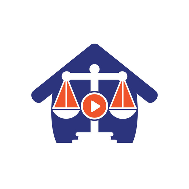 Diseño creativo del logotipo del vector del bufete de abogados de medios de juego. Escalas y grabar con el símbolo de la casa o icono. - Vector, imagen