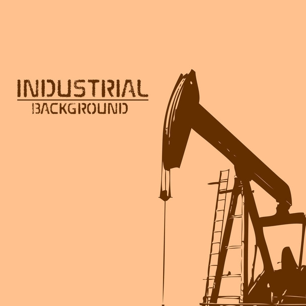 Коричневий прапор на тему індустріалізації. Нафтова платформа на порожньому тлі.. - Вектор, зображення