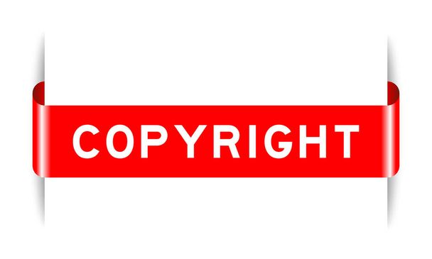Bannière d'étiquette insérée de couleur rouge avec le copyright de mot sur fond blanc - Vecteur, image