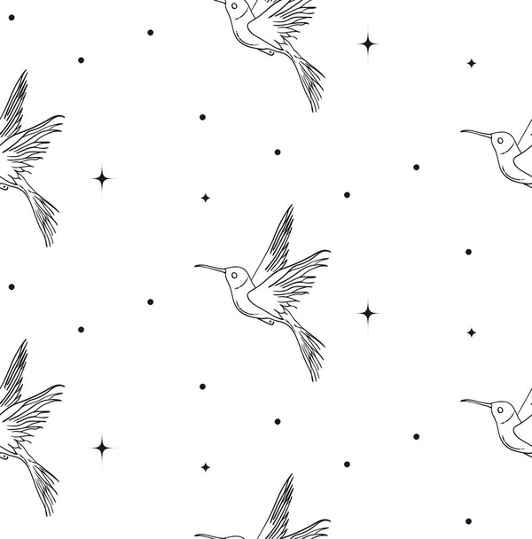 Abstract Background Seamless Pattern Bird And Star - Διάνυσμα, εικόνα