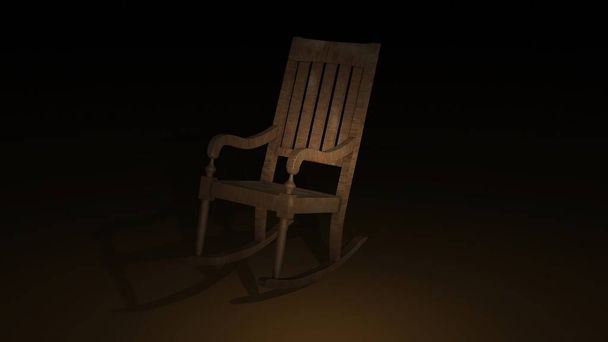 3D illusztráció - Ringató szék a padlón - Fotó, kép