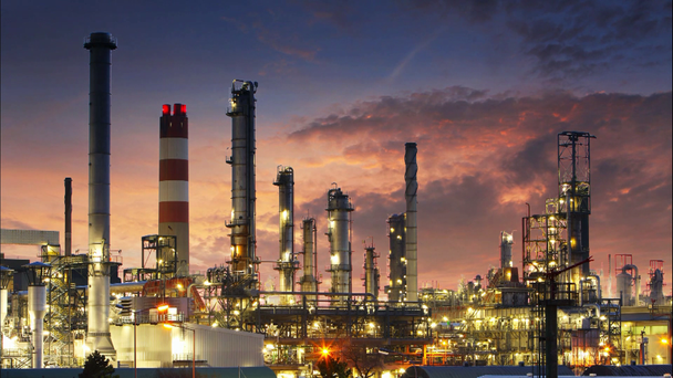 olie-industrie - raffinaderij plant, time-lapse - Video