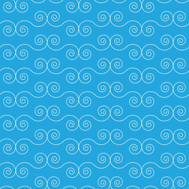 varrat nélküli mintát a kék alapon fehér spirál alakzatokkal - Vektor, kép