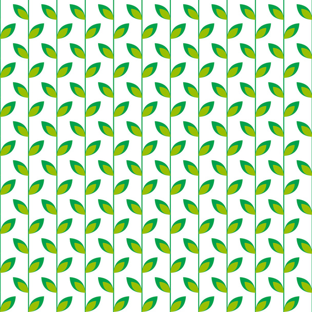 白地に緑の葉を持つシームレスなパターン - ベクター画像