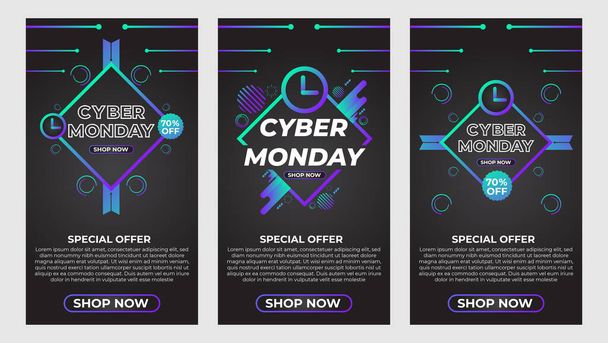 cyber monday social media stories promotion collection design - Vector, Image