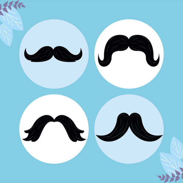 four mustaches silhouettes - Vector, Image