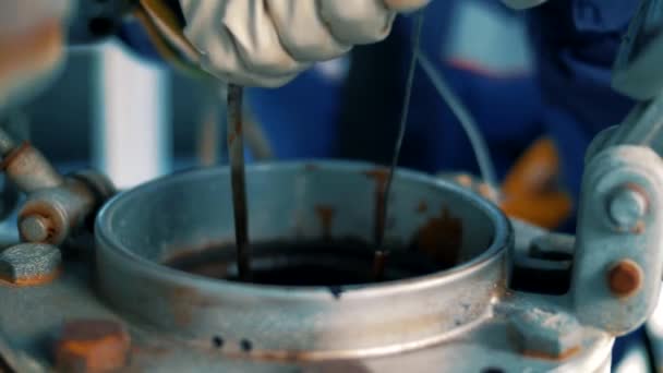 品質管理のための油貯蔵からの油サンプリング - 映像、動画