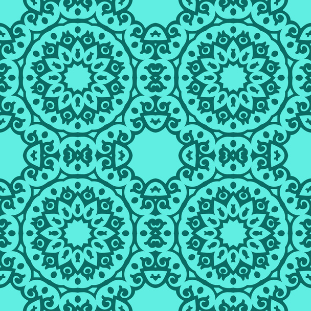 Beautiful seamless floral pattern with mandala. Seamless doodle style background. Mosaic floral pattern for design and fashion. - Vektor, kép
