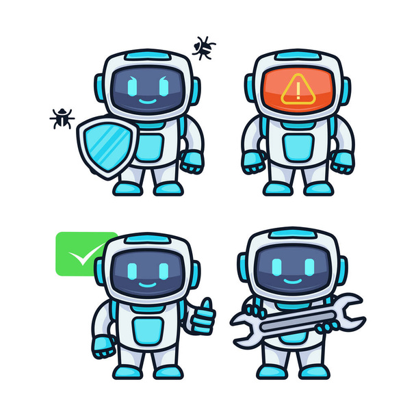 Cute futuristic tech robot mascot design illustration vector template - Vector, Image