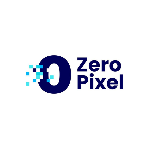 0 Null-Zahl-Pixelmarke digitale 8-Bit-Logo-Vektor-Symbol-Abbildung - Vektor, Bild
