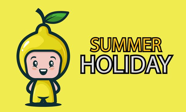 Cute kid in summer holiday banner design - Vector, Imagen