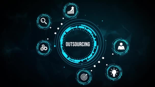 Internet, negocios, tecnología y concepto de red. Outsourcing Recursos Humanos - Metraje, vídeo