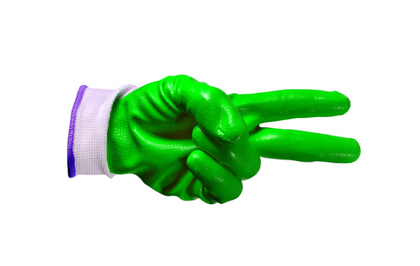 izole yeşil iş eldivenleri - Fotoğraf, Görsel