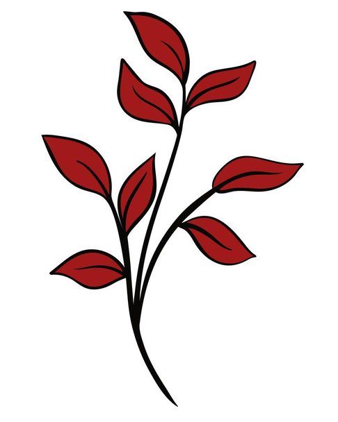 Twig with red leaves, vector illustration. - Вектор,изображение