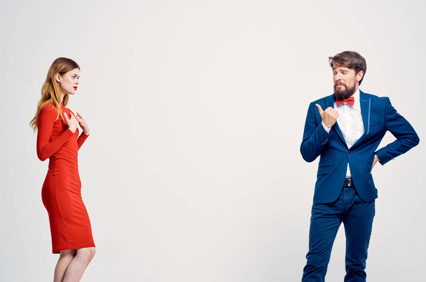 Man and woman communication fashion isolated background - Photo, Image