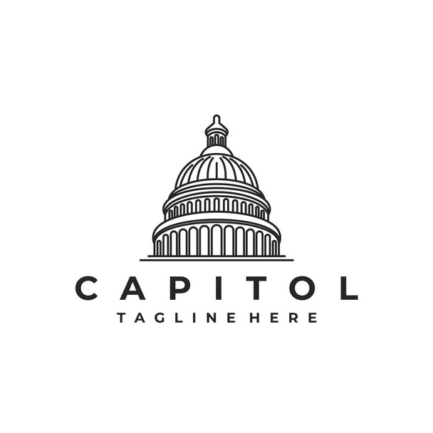 Line art Capitol dome logo design inspiratie - Capital logo design vector illustratie - Vector, afbeelding