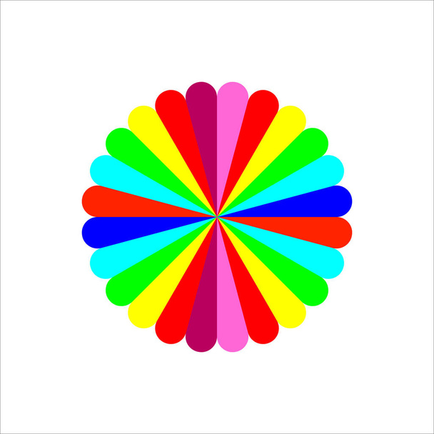 Colorful circle with different colors strips. Colour vector illustration and drawing on blank background. - Vector, Image