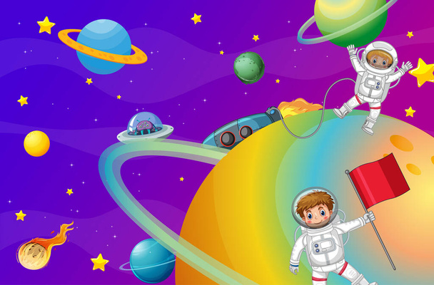 Ілюстрація сцени фону космічного мультфільму
 - Вектор, зображення