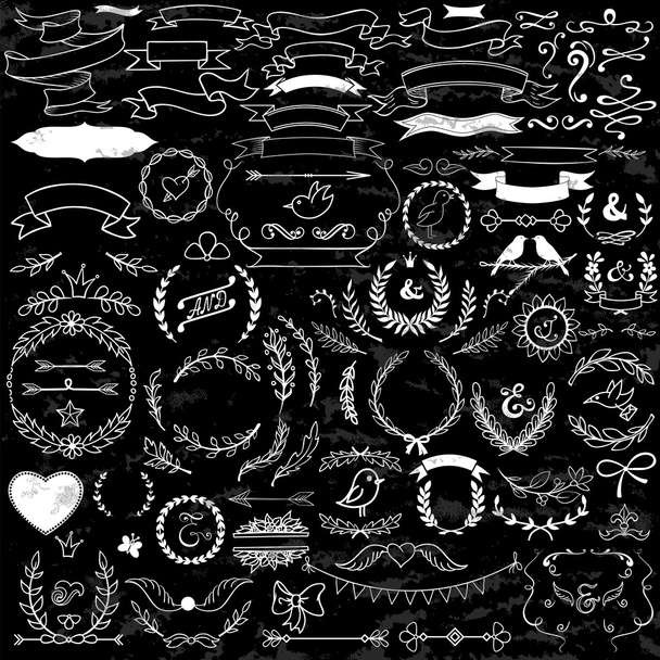 Collection of handdrawn decorative design elements - Vector, Image