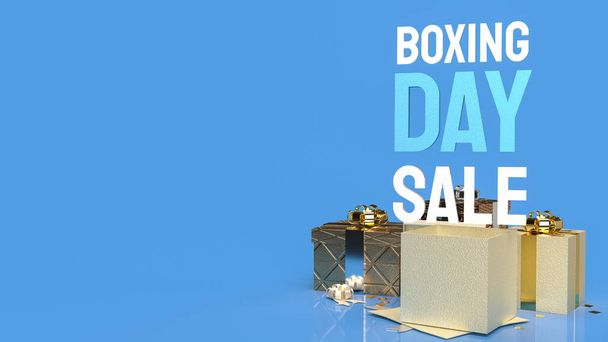 Alışveriş konsepti için Boks Günü kelimesi ve hediye kutuları 3D görüntüleme - Fotoğraf, Görsel
