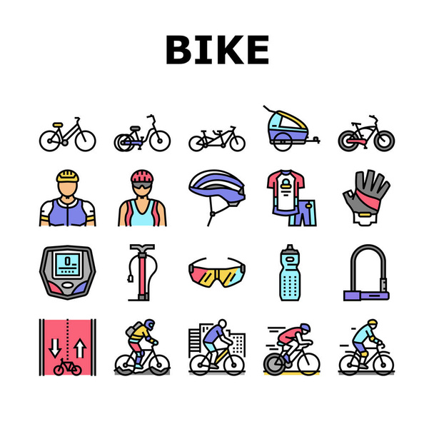 Велосипедный транспорт и аксессуары - Вектор,изображение