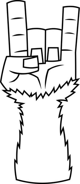 Окреслений Yeti Рука, що показує рок-н-рол Жест. Мультфільм Векторна рука намальована ілюстрація ізольована на білому тлі
 - Вектор, зображення