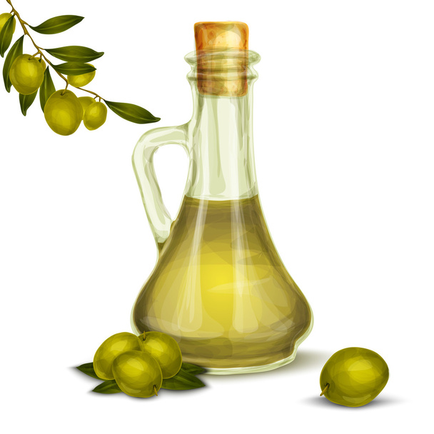 Olive oil bottle - Vector, imagen