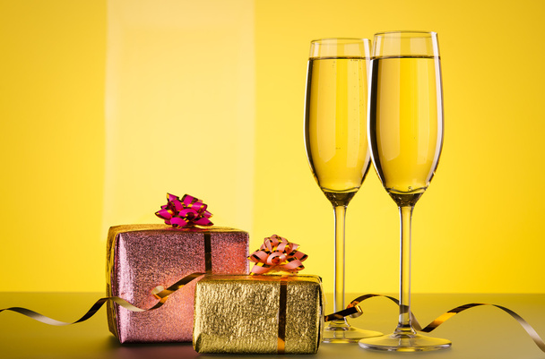 champagne and gift - Photo, Image