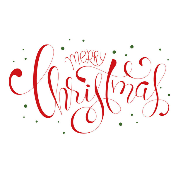 Merry Christmas hand Lettering  Inscription to winter holiday design, Calligraphic. Christmas Xmas and Happy New Year Greeting Card, banner. vector - Vector, Image