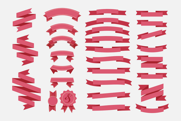 Set of hand drawn vector ribbons. - Wektor, obraz