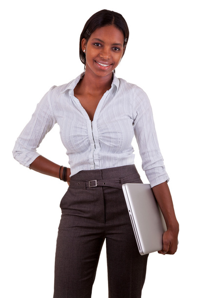 Young African American woman holding a laptop - Foto, Imagen