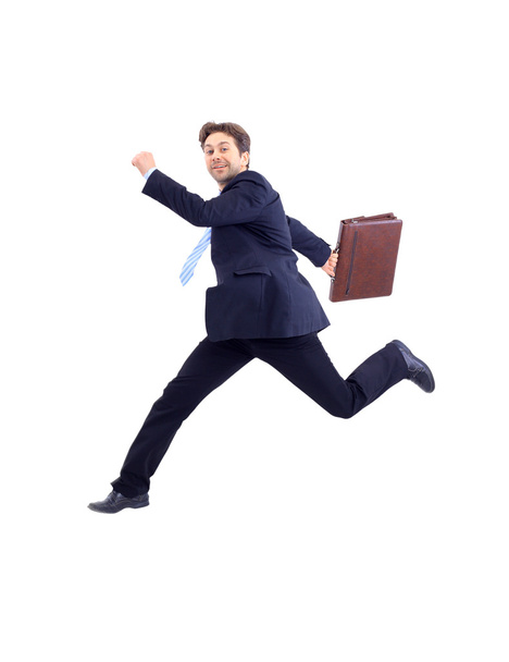 Isolated attractive business man running away from someone - Foto, immagini