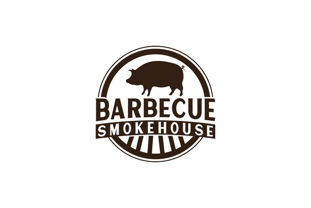 Barbecue rustique rétro vintage, barbecue, logo de l'étiquette du barbecue - Vecteur, image